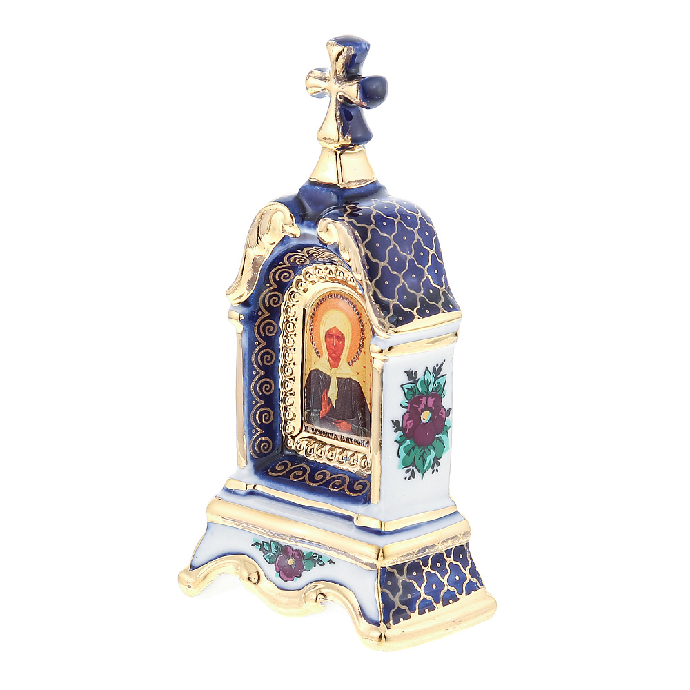 Киот настольный «Матрона Московская». Гжель 5х10 см - интернет магазин Русь Велика я фото 1