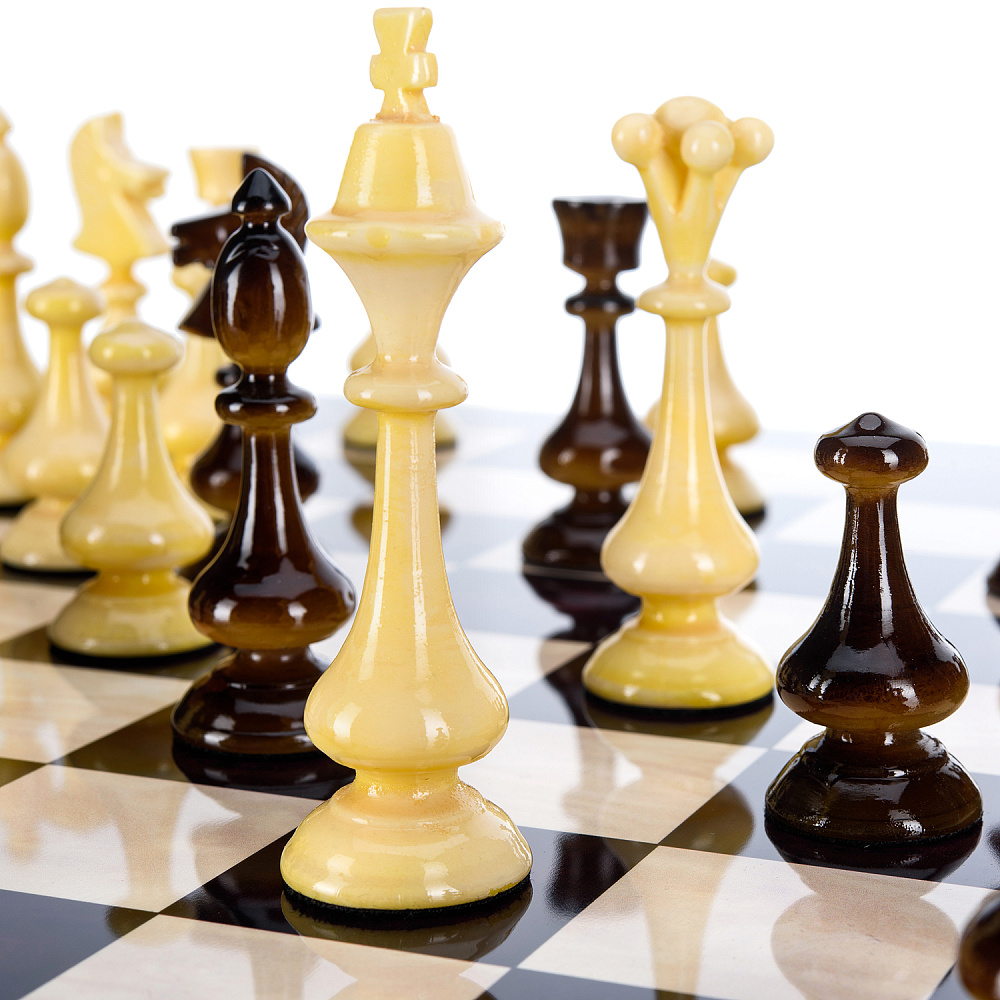 Шахматный ларец с янтарными фигурами «Царский» 48х48 см - интернет магазин Русь Велика я фото 8