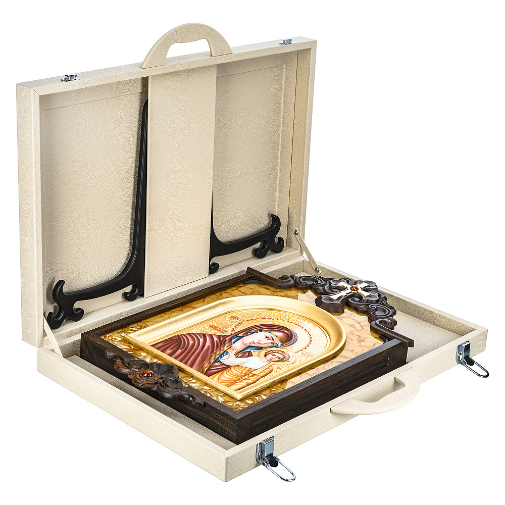 Икона янтарная «Казанская Божья Матерь» 34х56 см - интернет магазин Русь Велика я фото 6