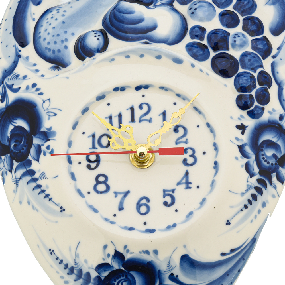 Часы настенные фарфоровые «Корзина». Гжель - интернет магазин Русь Велика я фото 1