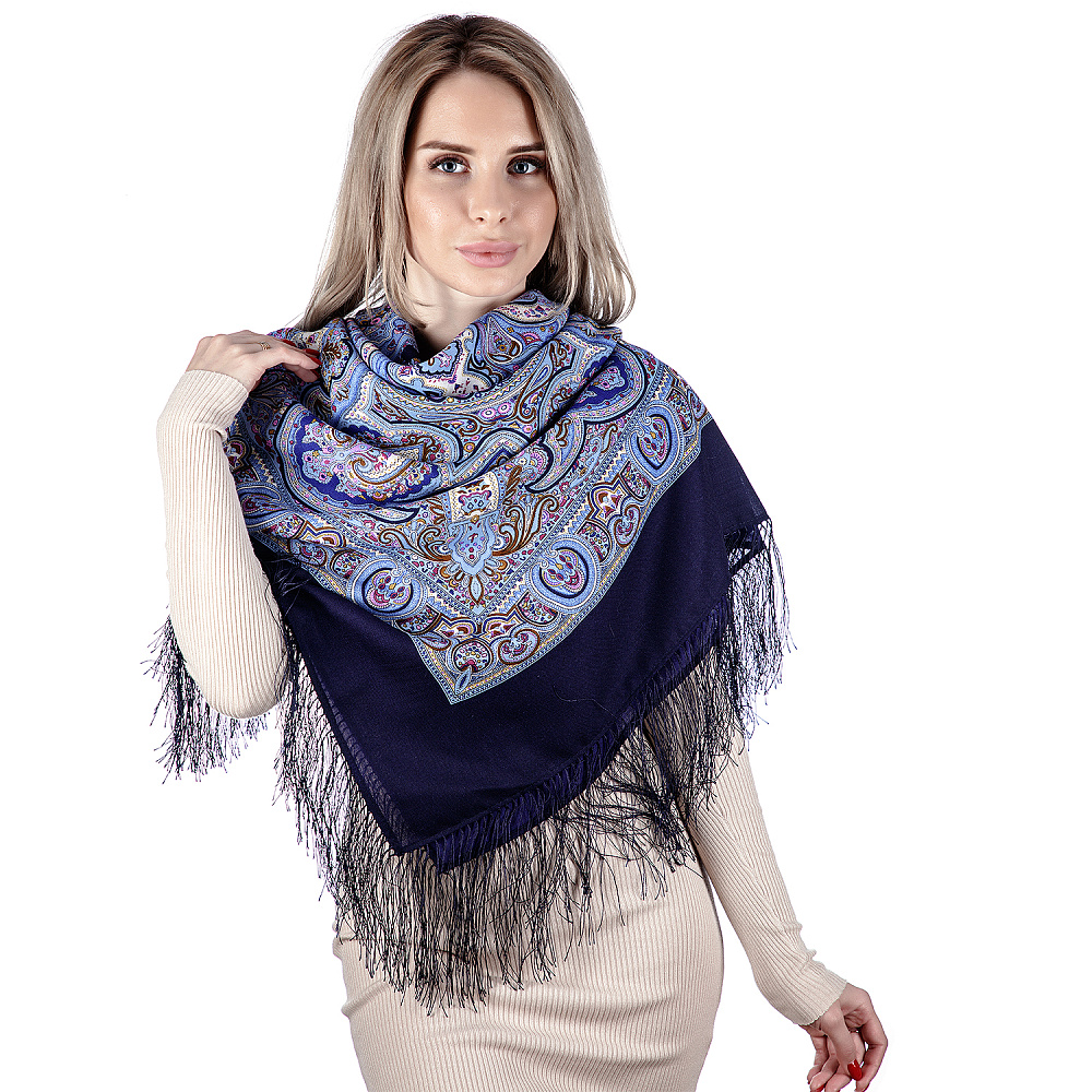 Платок ПавлоПосадский шерстяной «Испанский» 146х146 см - интернет магазин Русь Велика я 