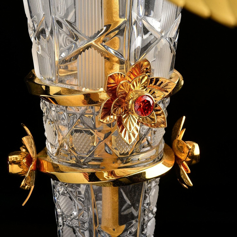 Хрустальная ваза с розами из латуни с позолотой. Златоуст - интернет магазин Русь Велика я фото 5