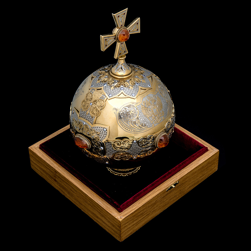 Держава сувенирная с фианитами и янтарем. Златоуст - интернет магазин Русь Велика я фото 4