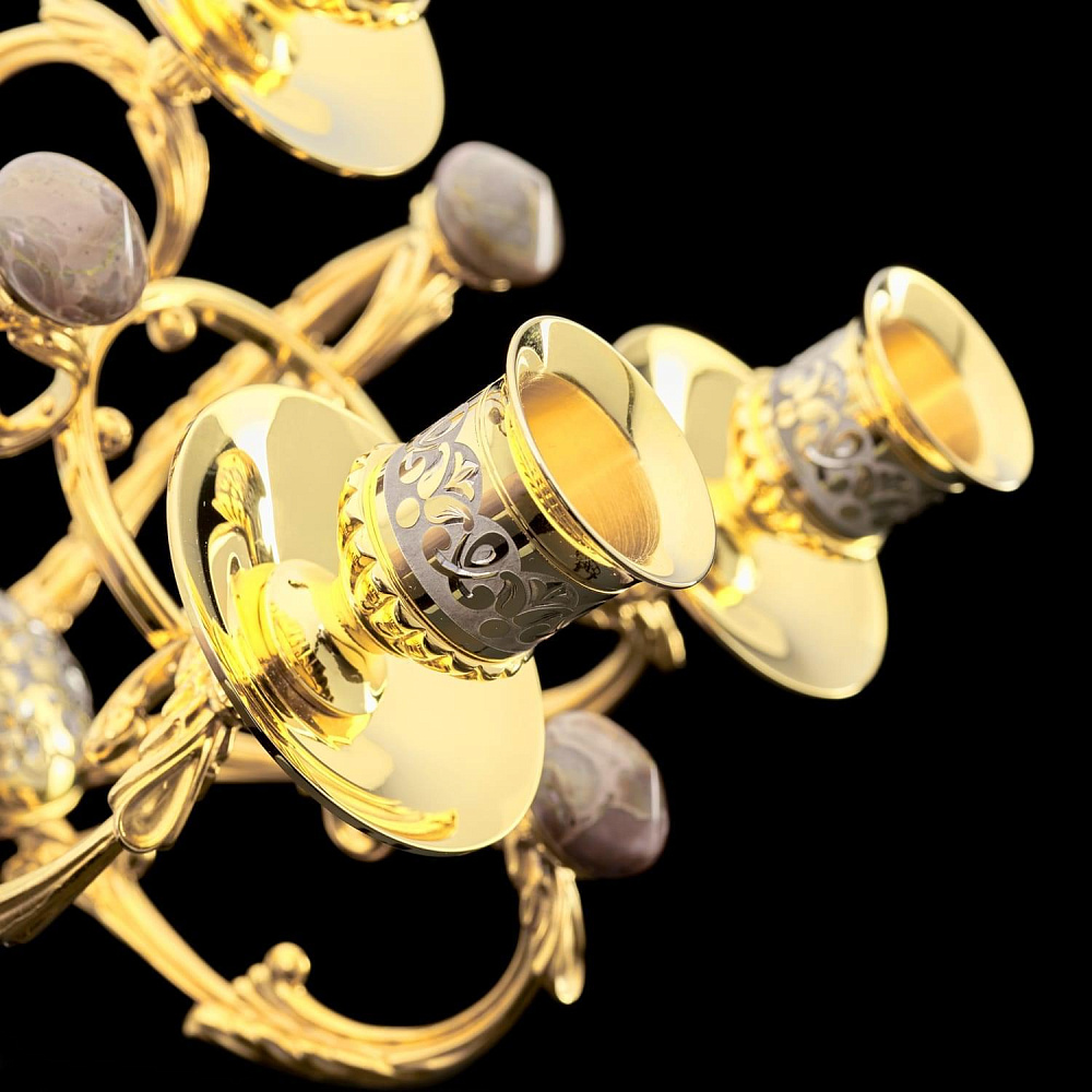 Часы каминные из яшмы и бронзы с двумя 3-х рожковыми канделябрами. Златоуст - интернет магазин Русь Велика я фото 13