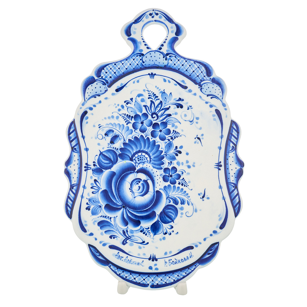 Доска разделочная «Цветы». Гжель - интернет магазин Русь Велика я 