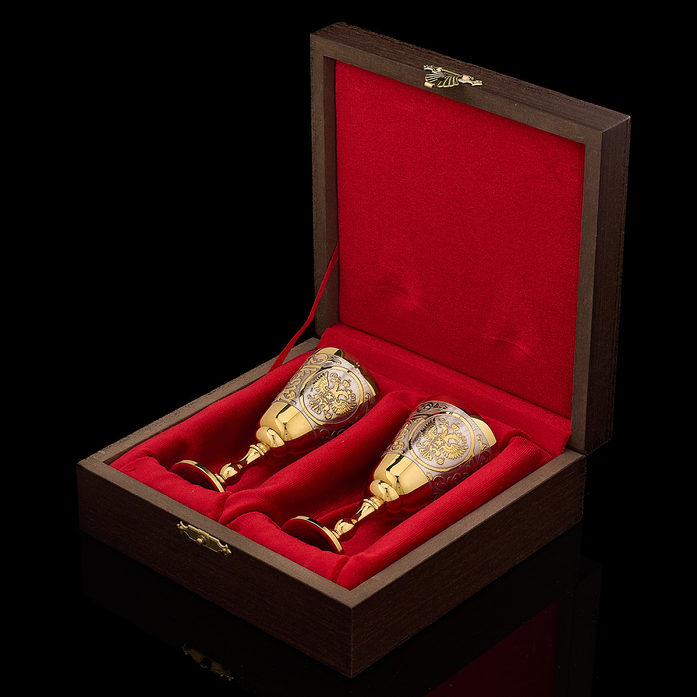 Набор из 2-х рюмок с позолотой «Водочный». Златоуст - интернет магазин Русь Велика я фото 2