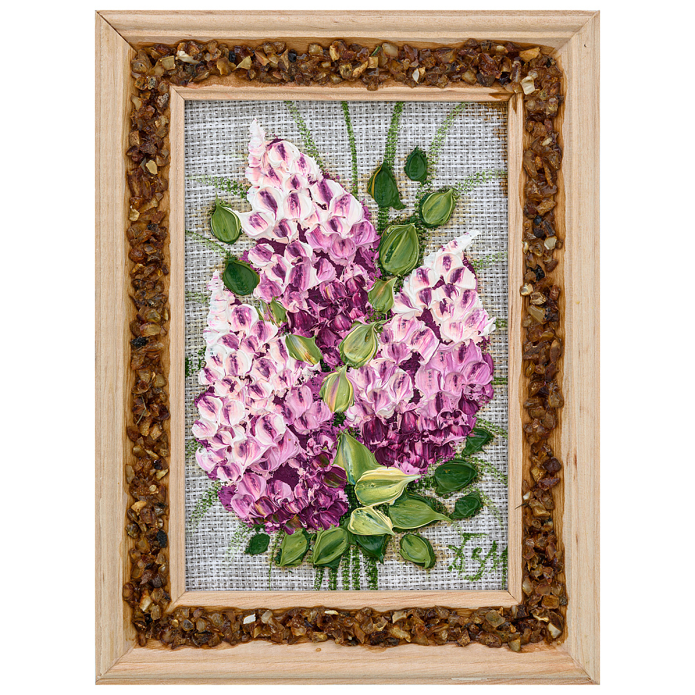 Панно в янтарной раме «Букет цветов» 12,5х16,5 см - интернет магазин Русь Велика я 