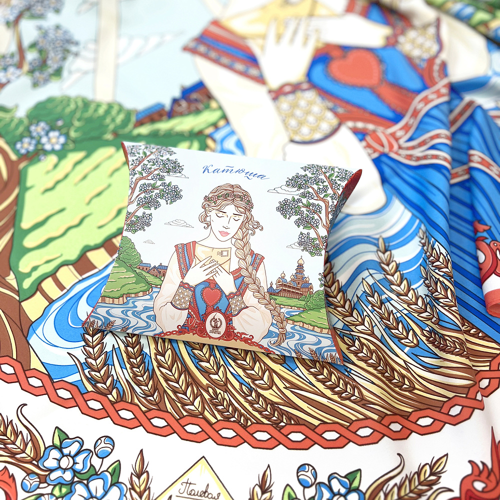 Платок шелковый «Катюша» 90х90 см - интернет магазин Русь Велика я фото 2