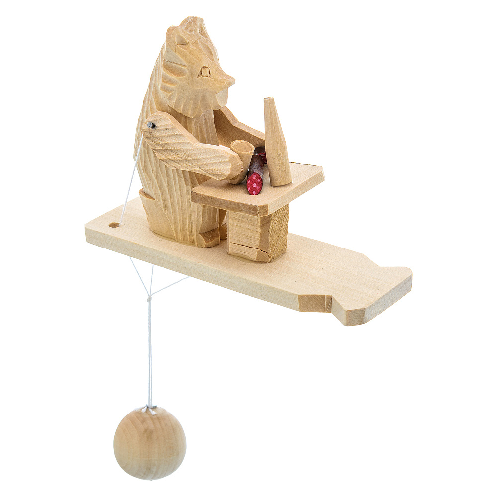 Богородская деревянная игрушка «Медведь с закуской» - интернет магазин Русь Велика я фото 4