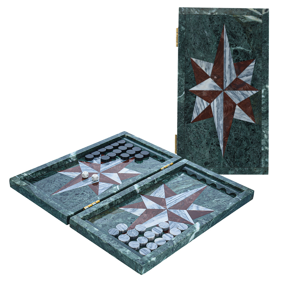 Нарды из натурального камня «Звезда» 43х23 см - интернет магазин Русь Велика я 