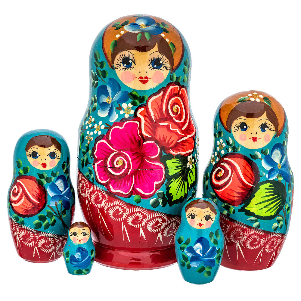 Матрешка «Розочка» 5 мест - интернет магазин Русь Велика я 