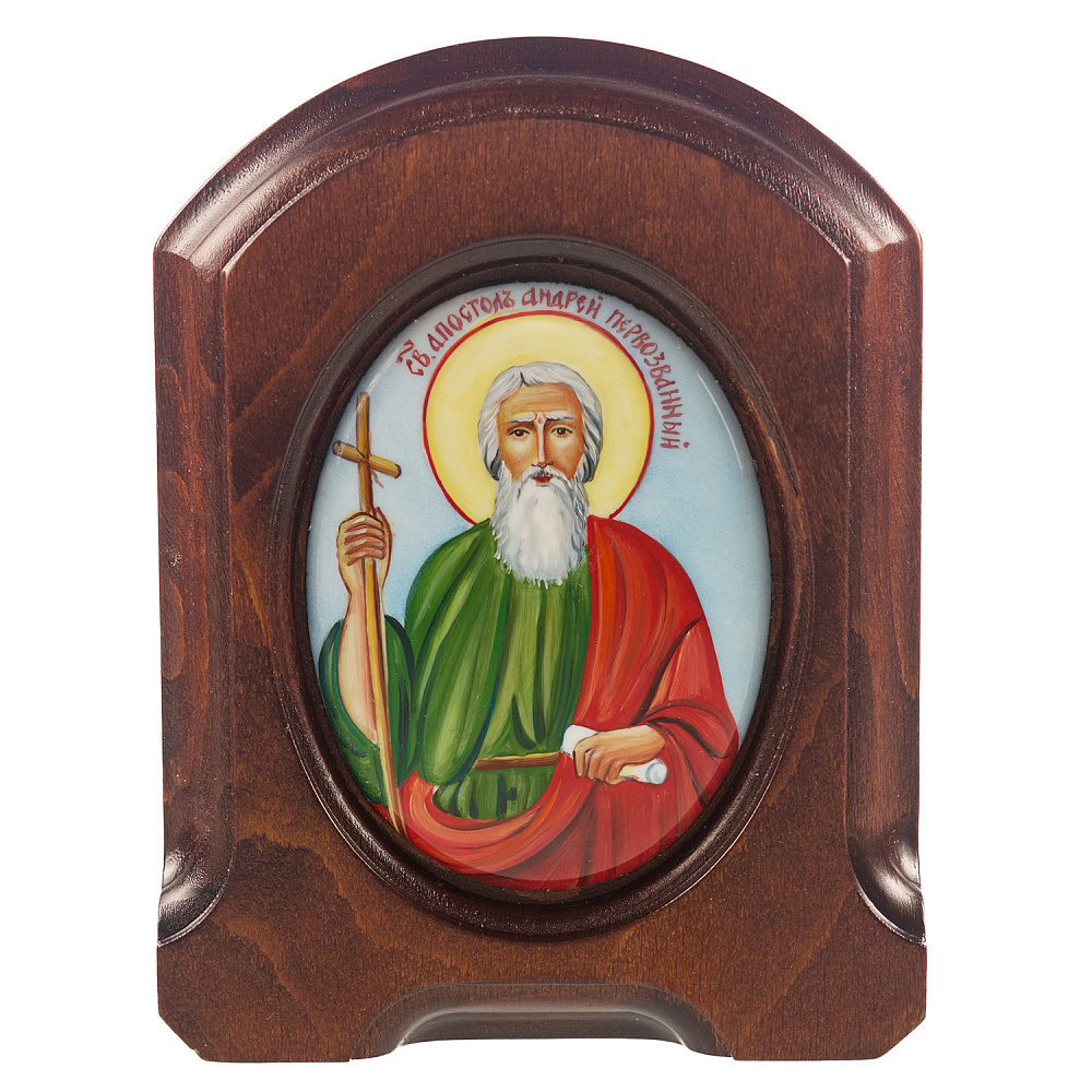Икона «Андрей Первозванный». Ростовская финифть 10,5х13,5 см - интернет магазин Русь Велика я 