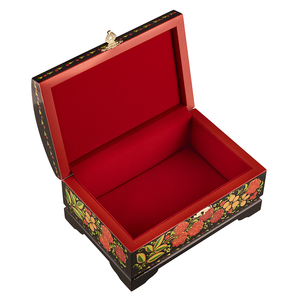 Шкатулка-сундучок «Птица и малина». Хохлома - интернет магазин Русь Велика я фото 2