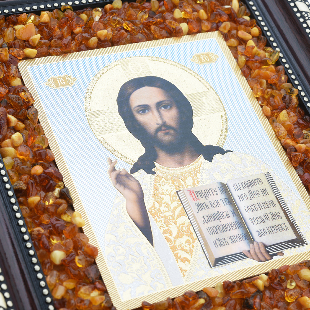 Икона янтарная «Господь Вседержитель» 22х19 см - интернет магазин Русь Велика я фото 1