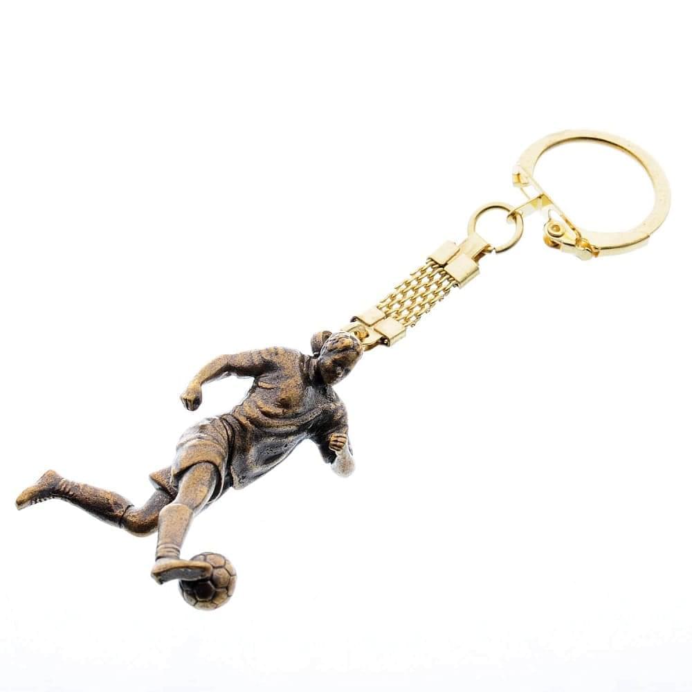 0039483 Бронза Сувенир БРЕЛОК «ФУТБОЛИСТ С МЯЧОМ» 5см - интернет магазин Русь Велика я 