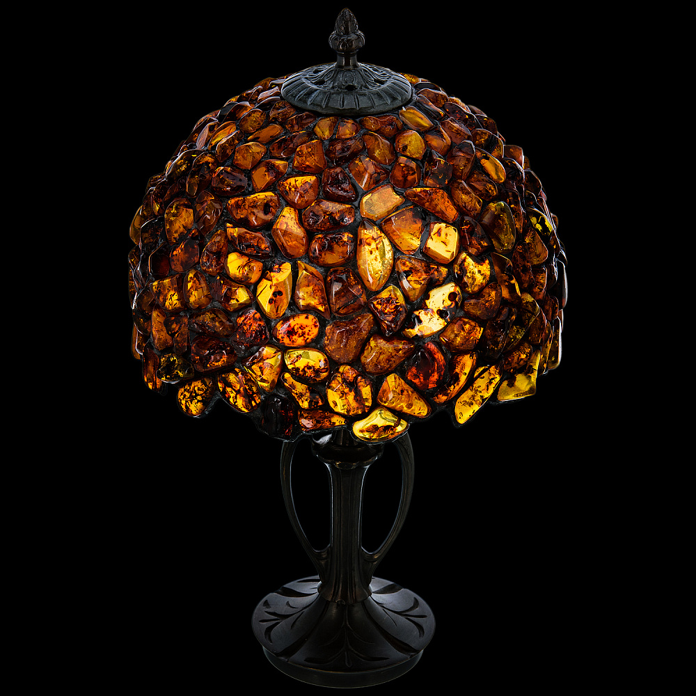 Настольная лампа из янтаря и бронзы. Высота 42 см - интернет магазин Русь Велика я фото 2