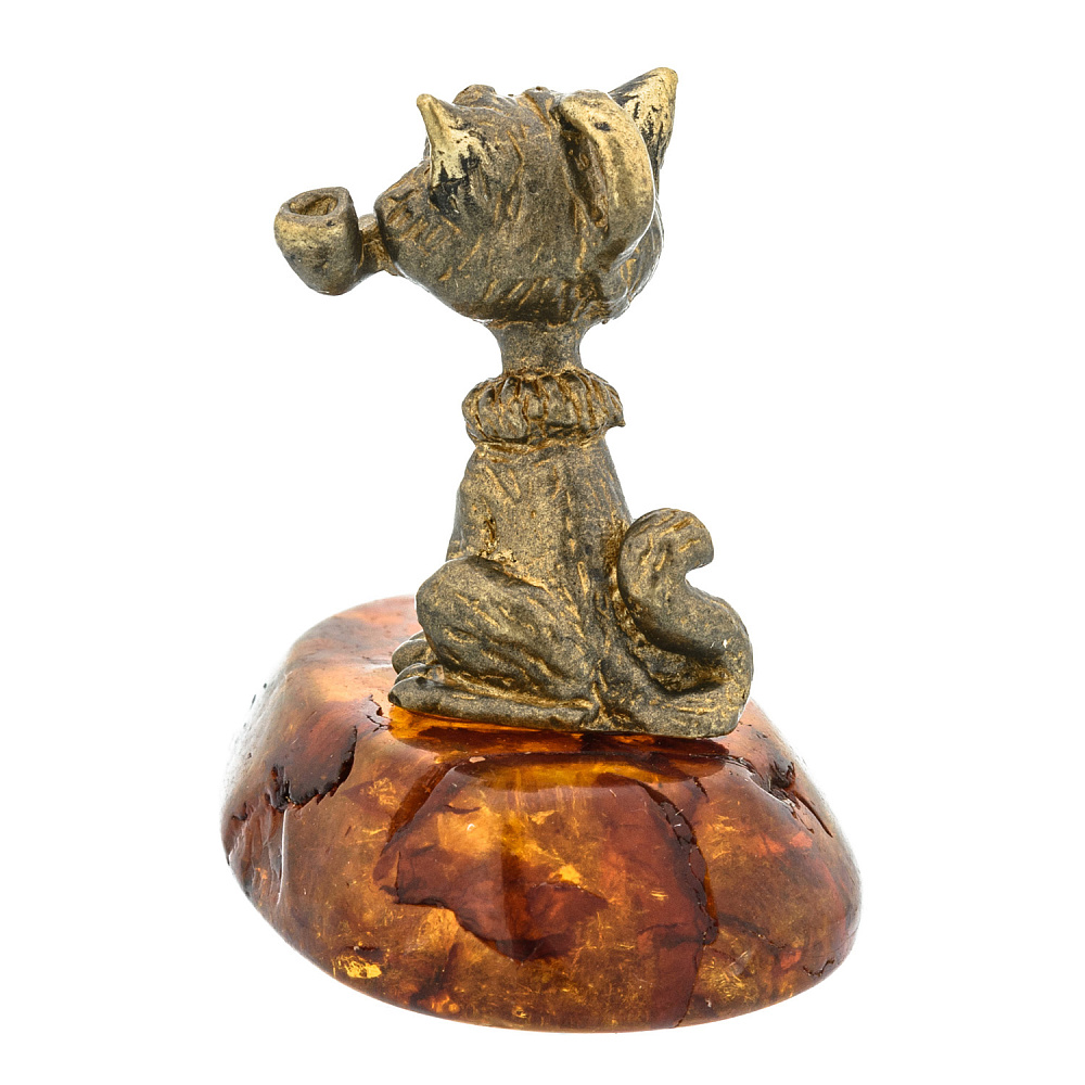 Статуэтка с янтарем «Кот с трубкой» - интернет магазин Русь Велика я фото 3