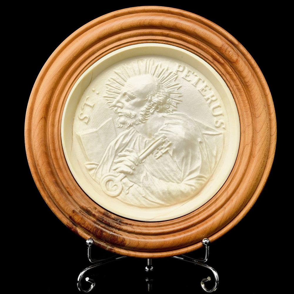 Медальон «Святой Петр» бивень мамонта 14 х 14 см - интернет магазин Русь Велика я 