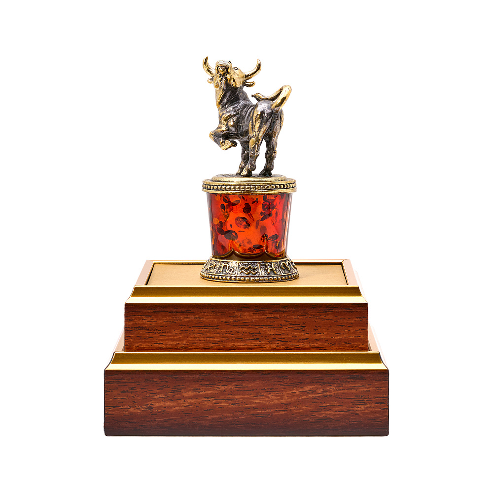 Статуэтка из янтаря и бронзы «Знак зодиака Телец» - интернет магазин Русь Велика я фото 2