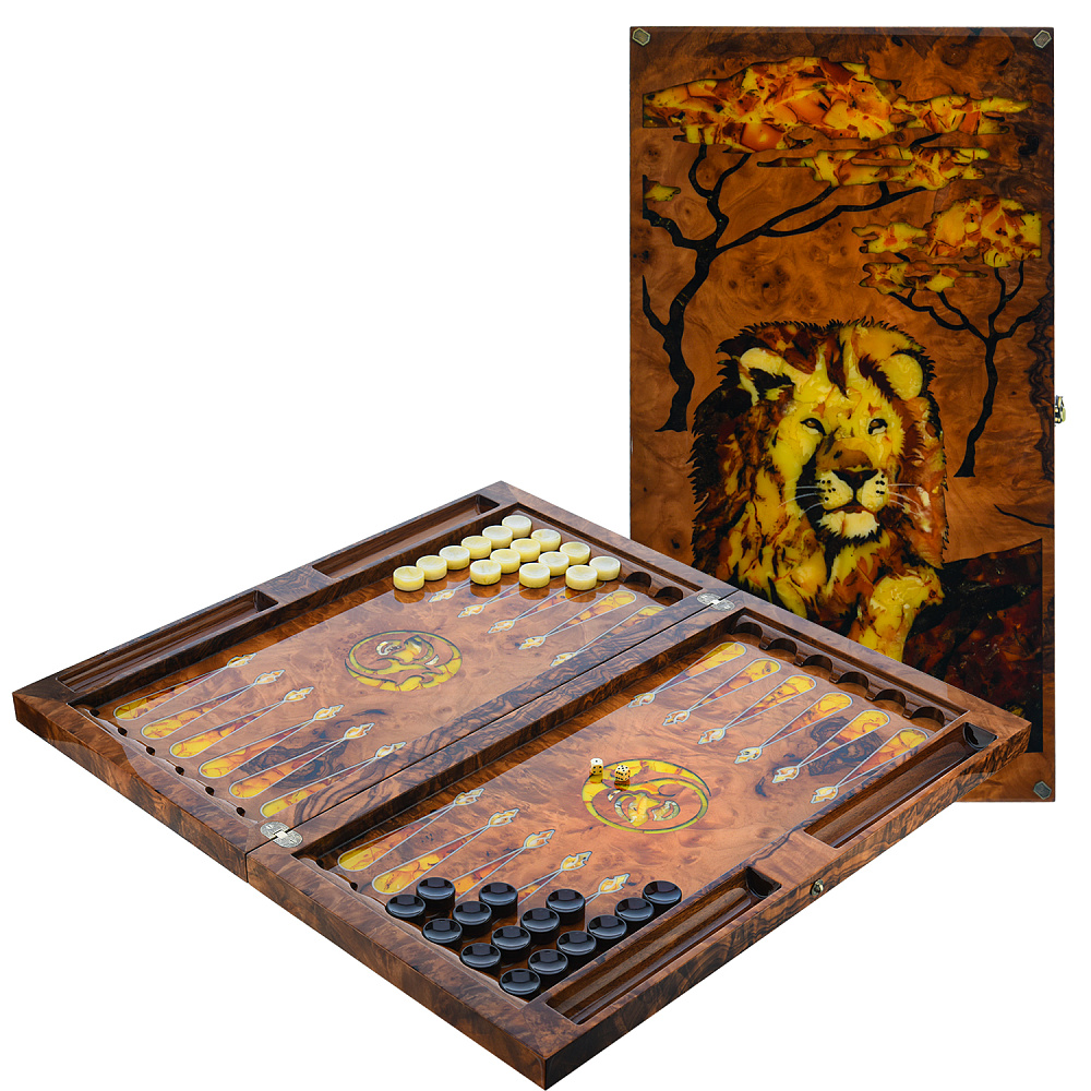 Нарды янтарные «Саванна» 60х30 см - интернет магазин Русь Велика я 