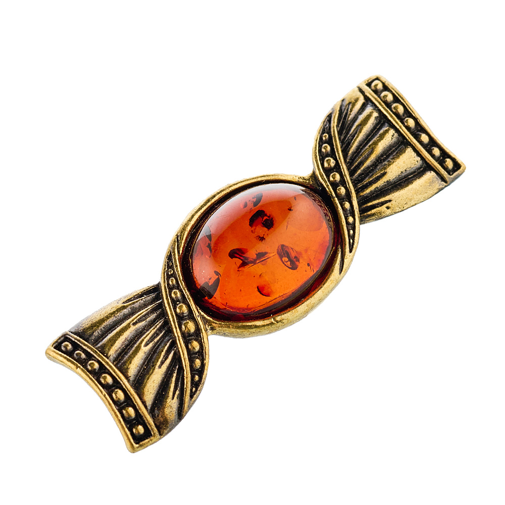 Брошь с янтарем «Конфетка» - интернет магазин Русь Велика я 