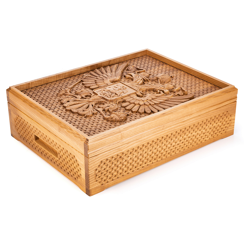 Русское лото в резной шкатулке из ясеня «Герб России» - интернет магазин Русь Велика я 