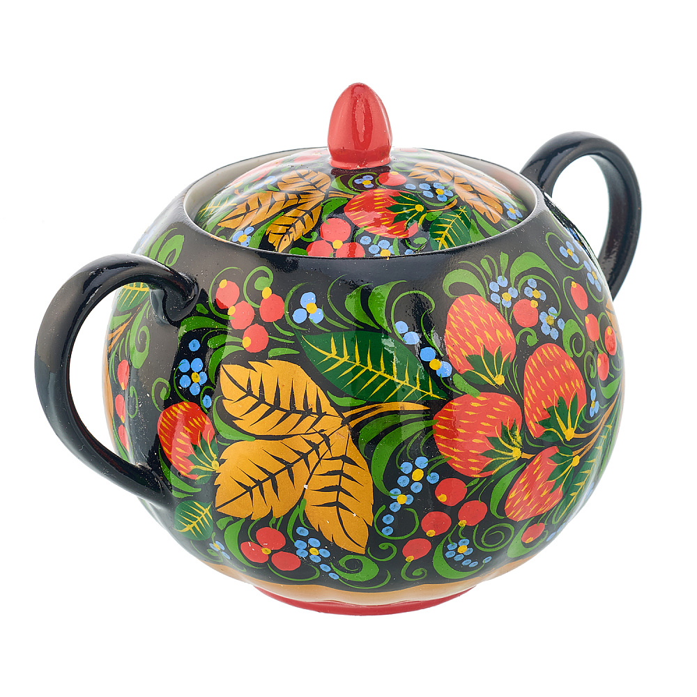 Чайный сервиз на 6 персон «Клубника». Хохлома - интернет магазин Русь Велика я фото 3