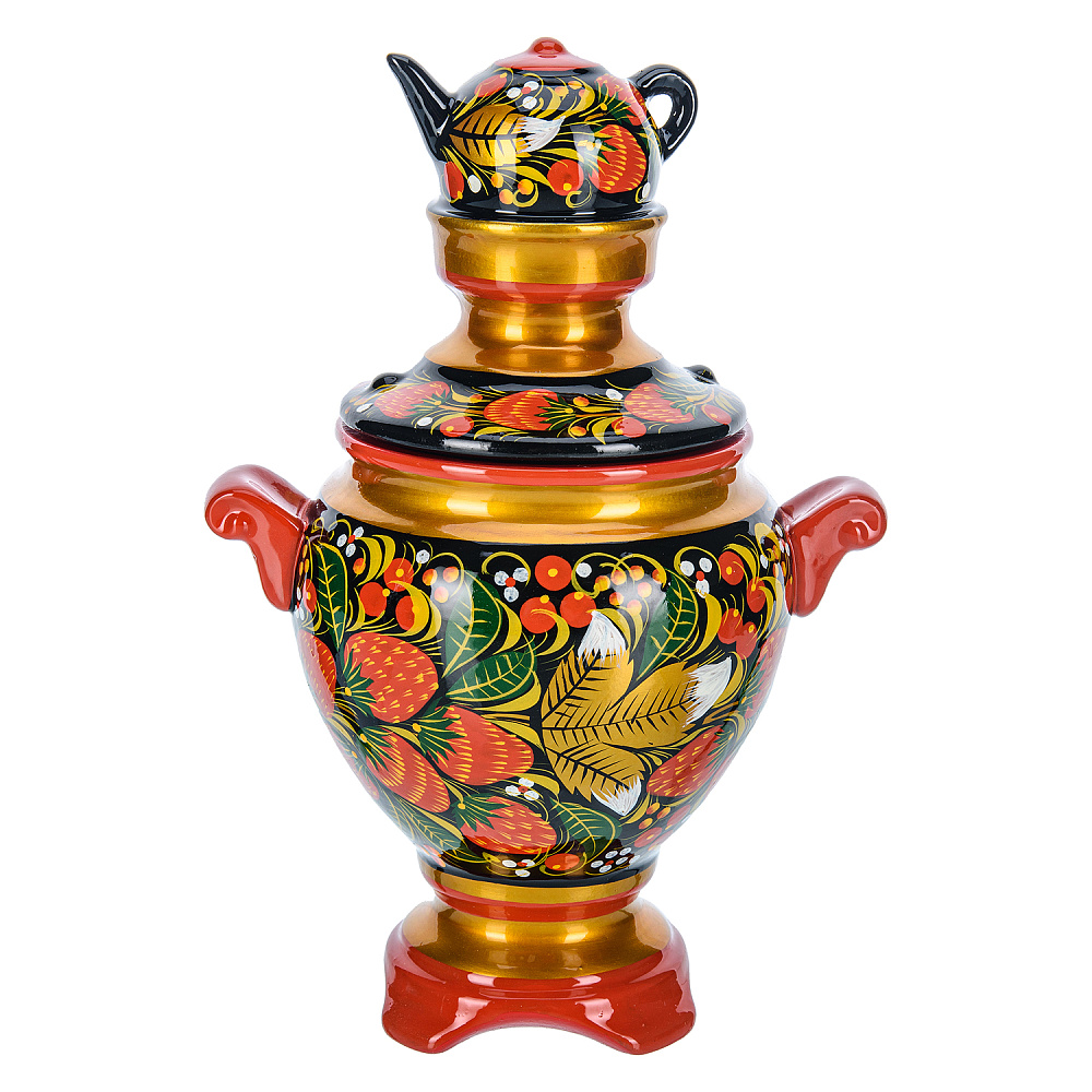 Сувенирный самовар-шкатулка «Клубника». Хохлома - интернет магазин Русь Велика я фото 2