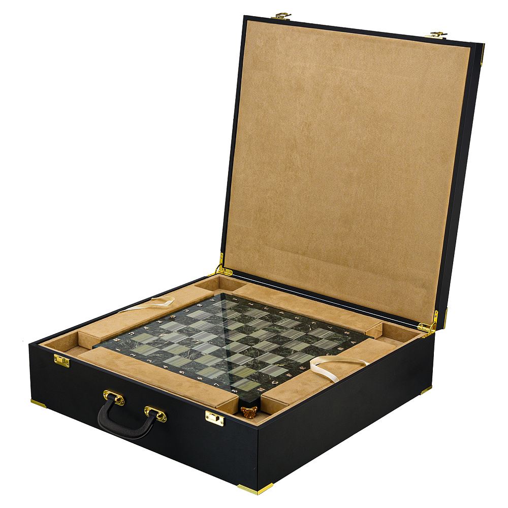 Шахматы с полем из камня и фигурами из серебра «Сражение» 38х38 см - интернет магазин Русь Велика я фото 11