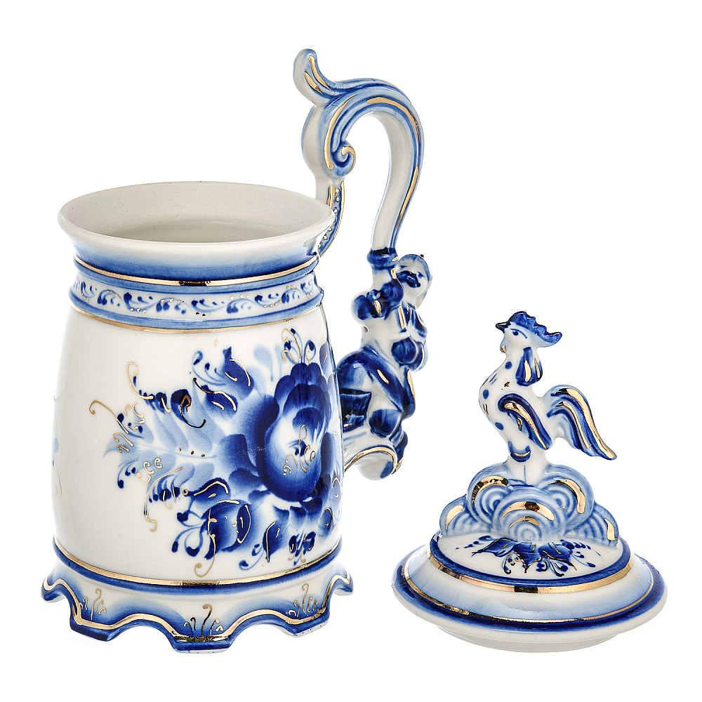 Кружка «Пожарный». Гжель - интернет магазин Русь Велика я фото 1