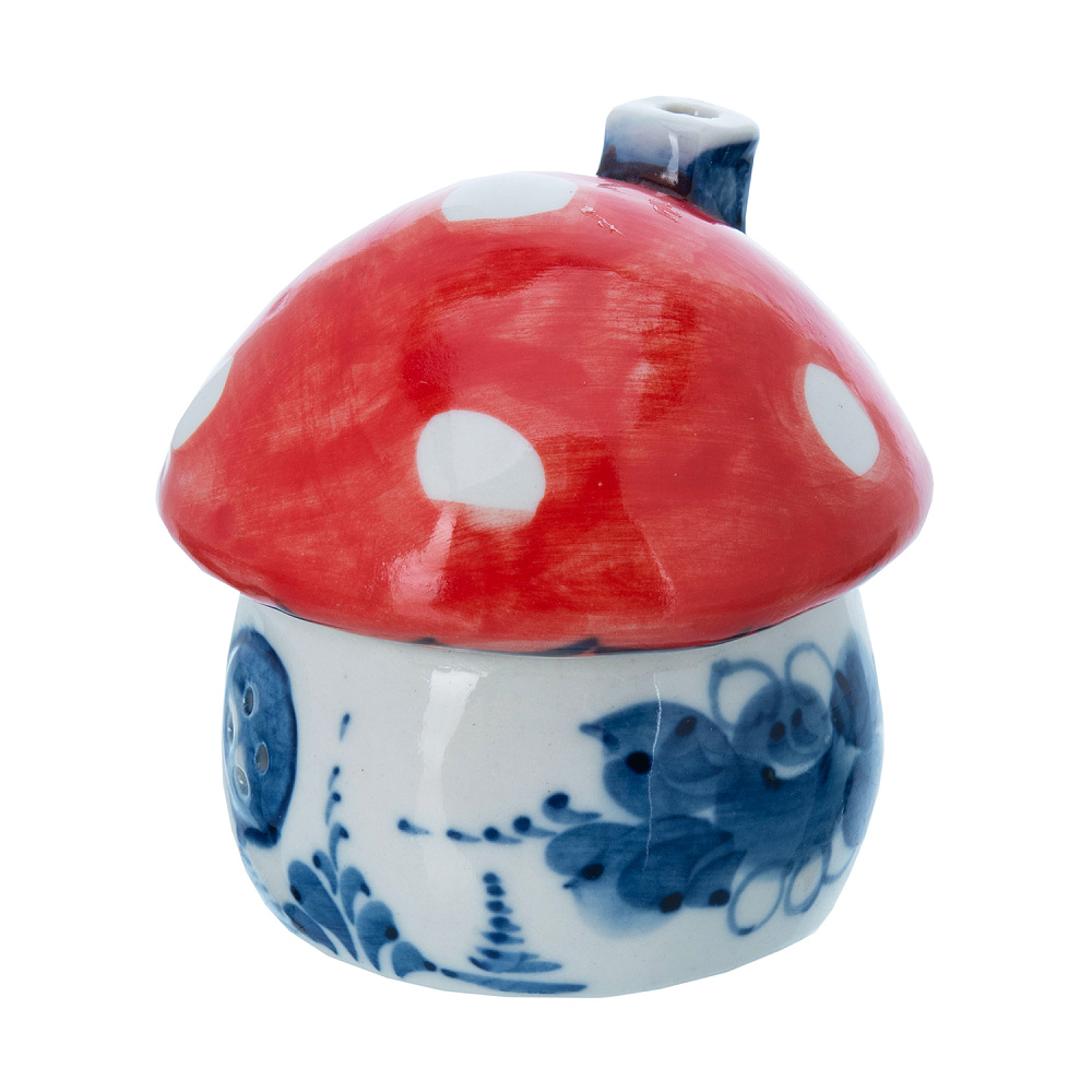 Подсвечник «Гриб». Гжель в кобальте и цвете - интернет магазин Русь Велика я фото 2