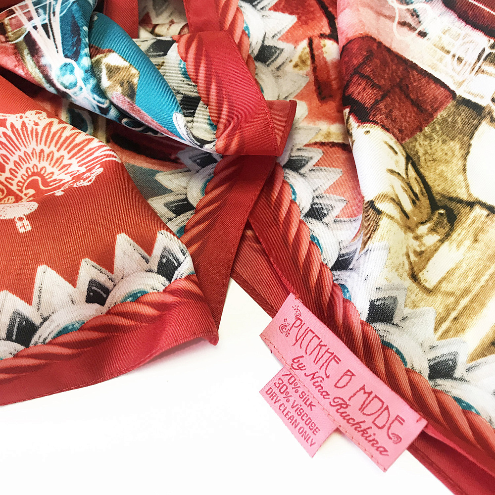 Платок шелковый «Москва Кремль Фаберже» 90х90 см - интернет магазин Русь Велика я фото 2