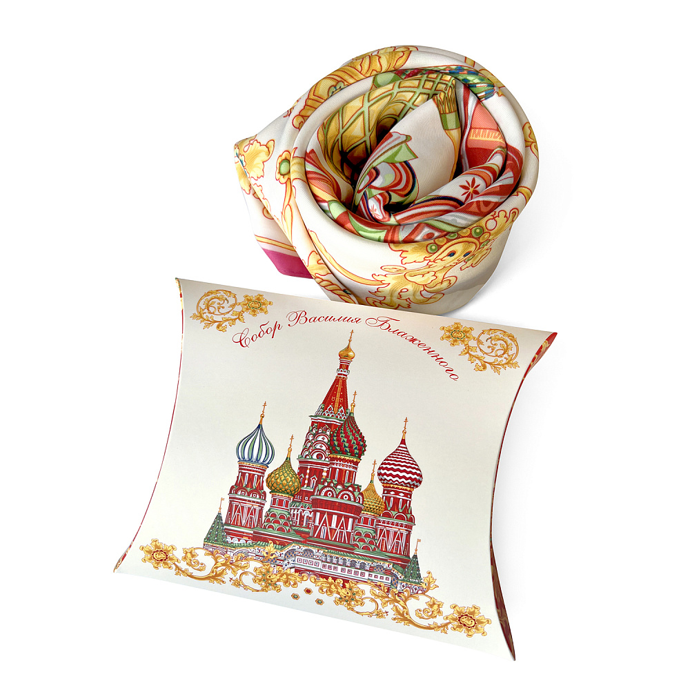 Платок шелковый «Собор Василия Блаженного» 90х90 см - интернет магазин Русь Велика я фото 5