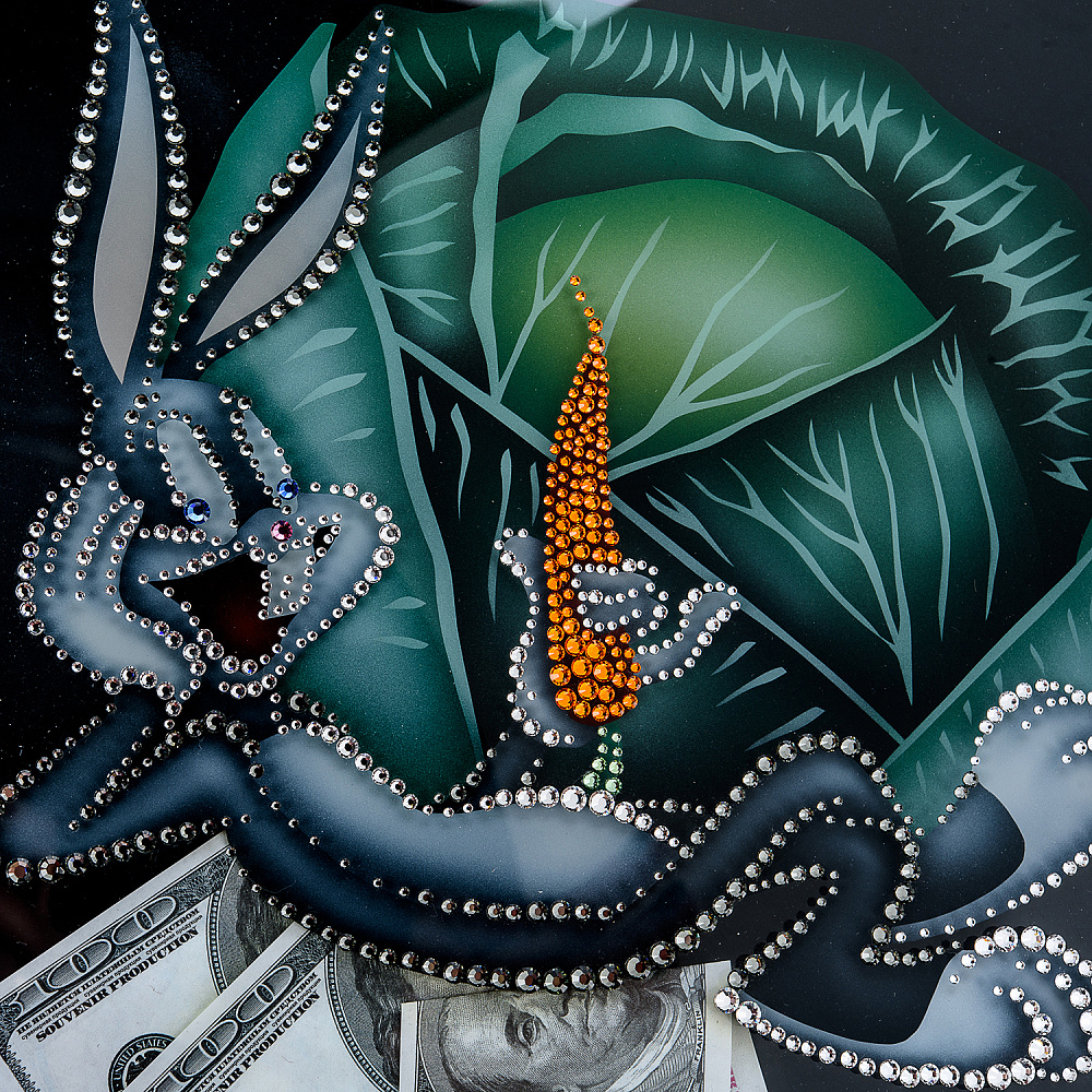 Картина с кристаллами Сваровски «Кролик в капусте» 30х30 см - интернет магазин Русь Велика я фото 1