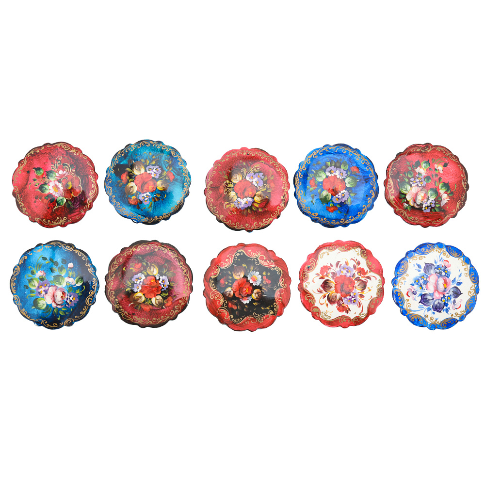 Брошь с ручной росписью «Жостово» (в ассортименте) - интернет магазин Русь Велика я фото 1