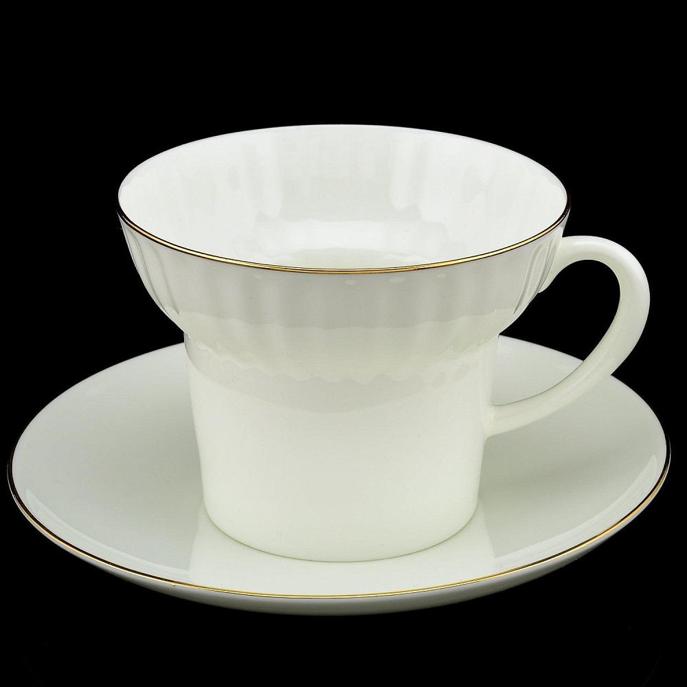 Чайная тройка «Золотой кантик 2» форма «Волна» ИФЗ - интернет магазин Русь Велика я фото 1