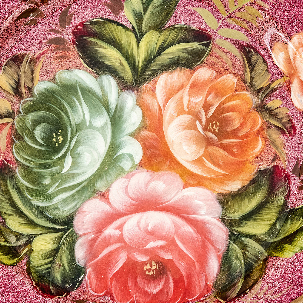 Поднос с авторской росписью «Цветы» 17х16 см - интернет магазин Русь Велика я фото 1