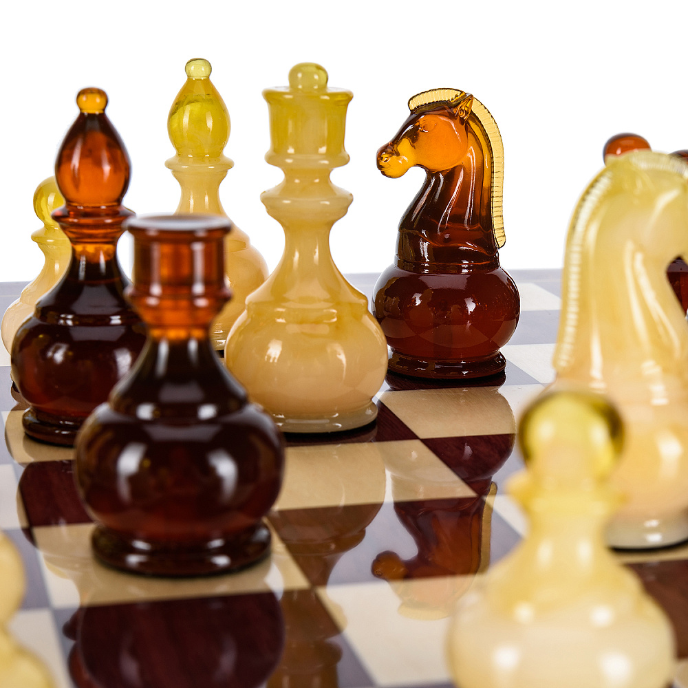 Шахматы с янтарными фигурами «Статус» 37х37 см - интернет магазин Русь Велика я фото 6