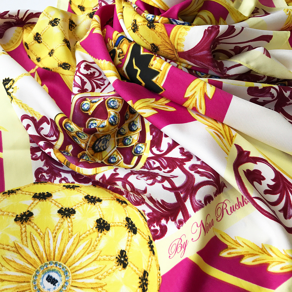 Платок шелковый «Фаберже Коронационное яйцо» 90х90 см - интернет магазин Русь Велика я фото 3