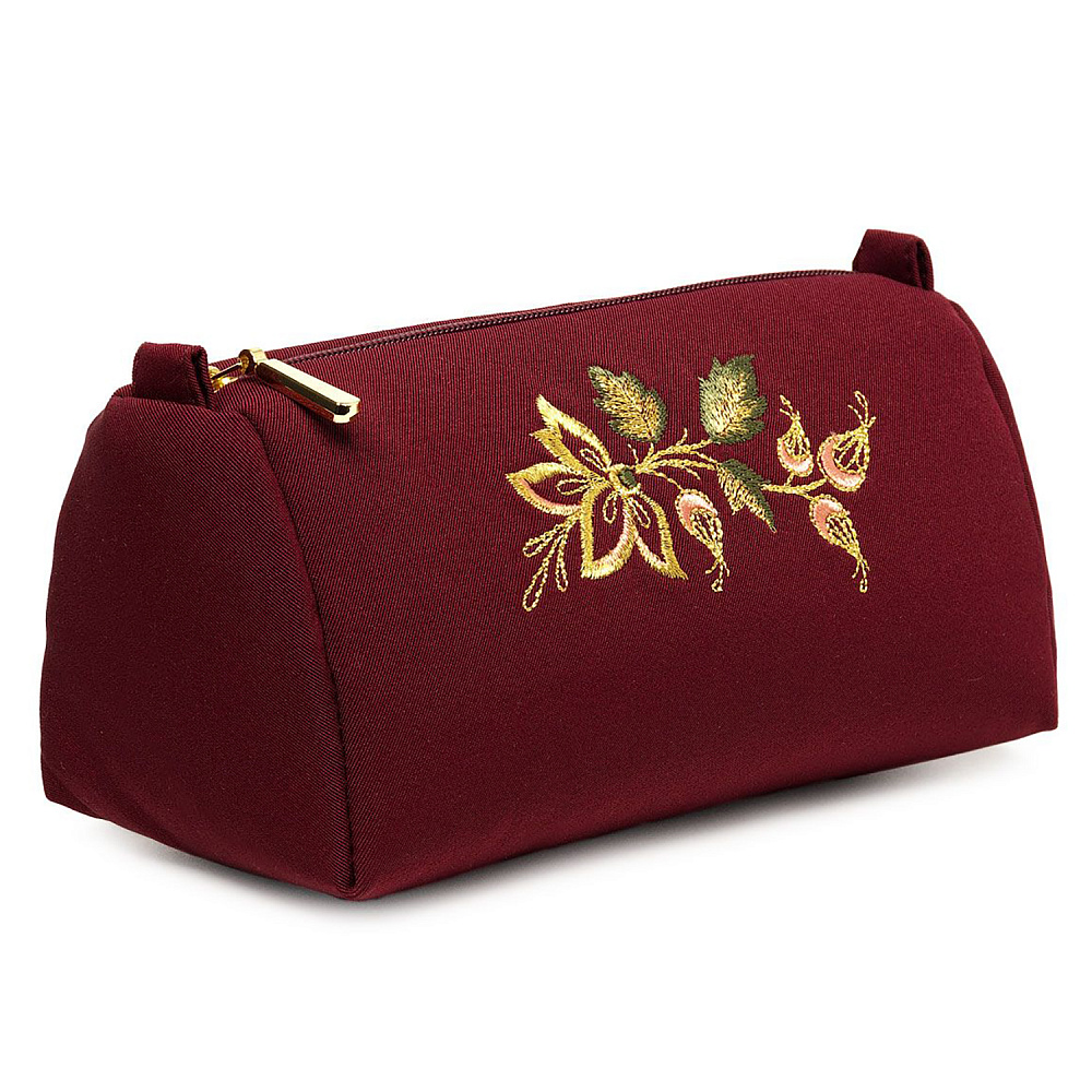 Косметичка «Шиповник». Бордовая с вышивкой - интернет магазин Русь Велика я 