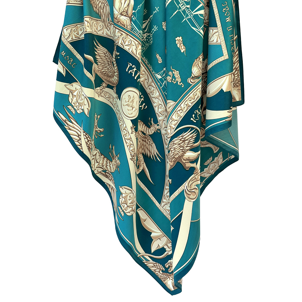 Платок шелковый «Казань драгоценная» 90х90 см - интернет магазин Русь Велика я фото 2