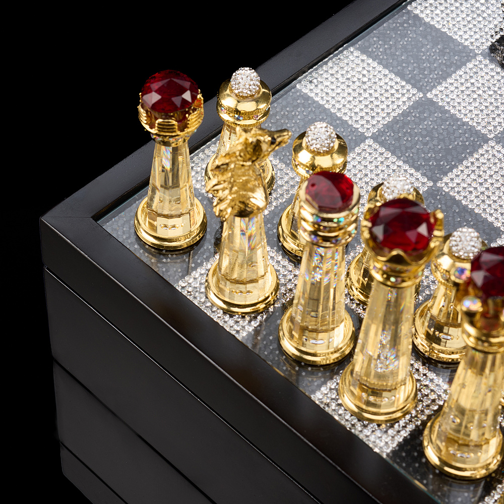 Шахматы со стразами и хрустальными фигурами 29х29 см Asfour Crystal - интернет магазин Русь Велика я фото 5