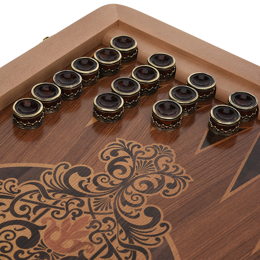 Нарды с кожаной вставкой и янтарными фишками «Питон» 60х30 см - интернет магазин Русь Велика я фото 3