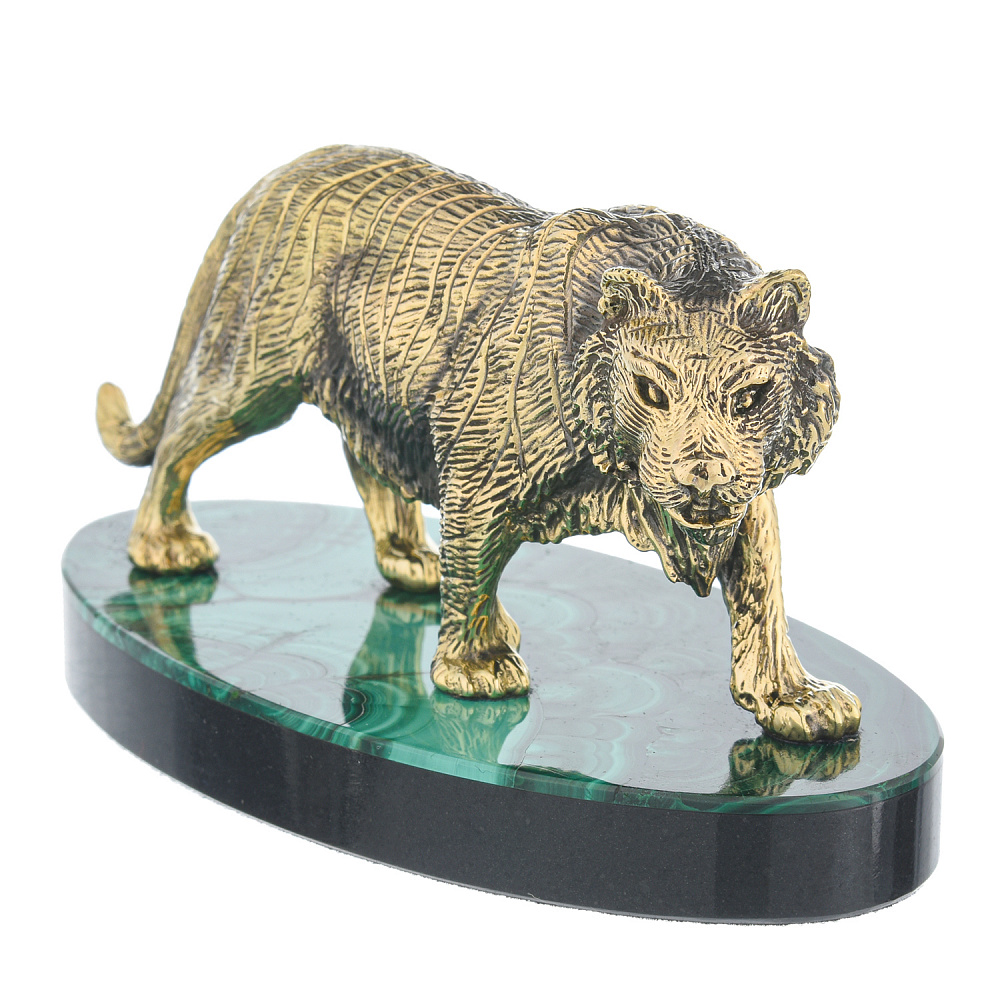 Бронзовая скульптура на малахитовой подставке «Тигр» - интернет магазин Русь Велика я фото 1