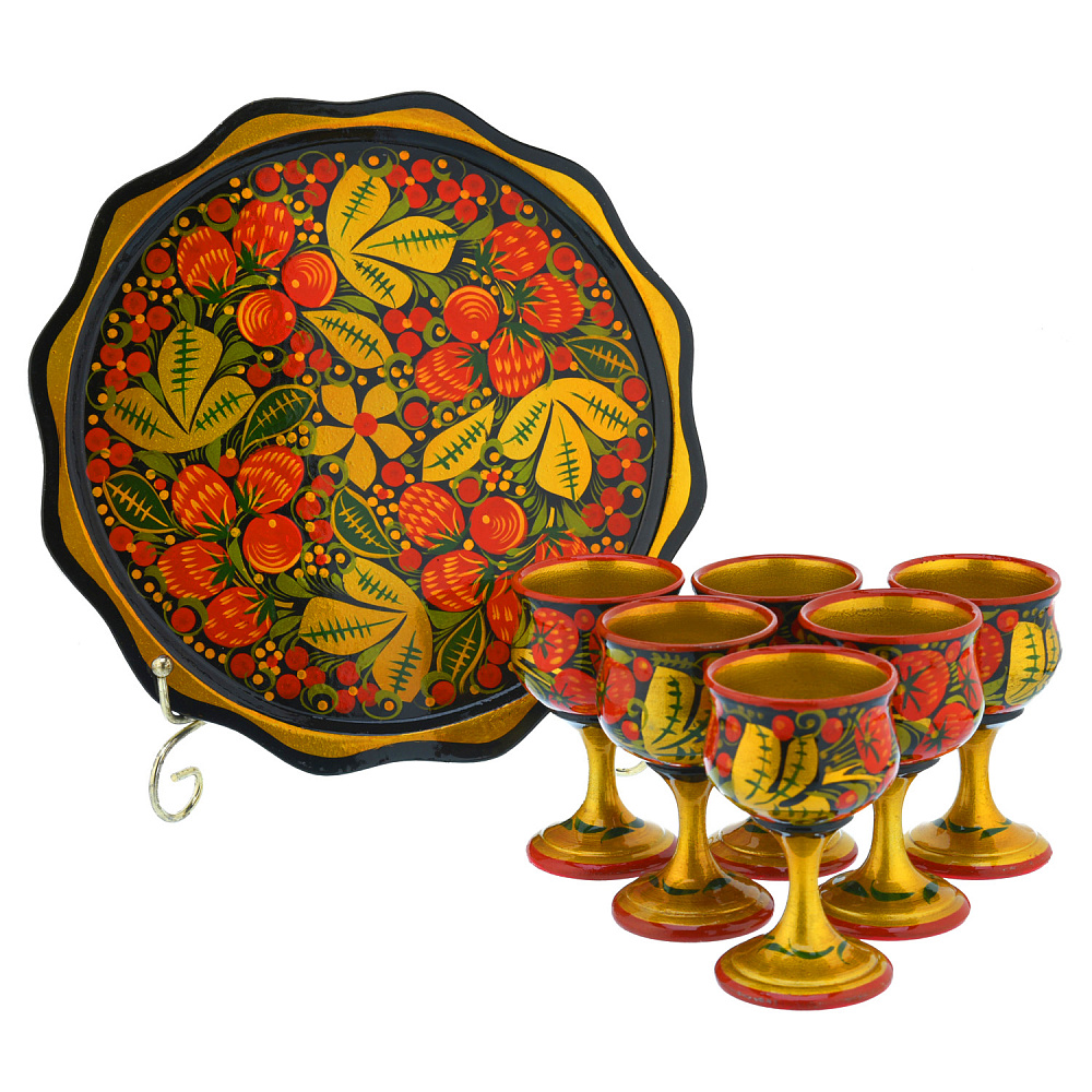 Питейный набор на 6 персон «Ягоды». Хохлома - интернет магазин Русь Велика я фото 1