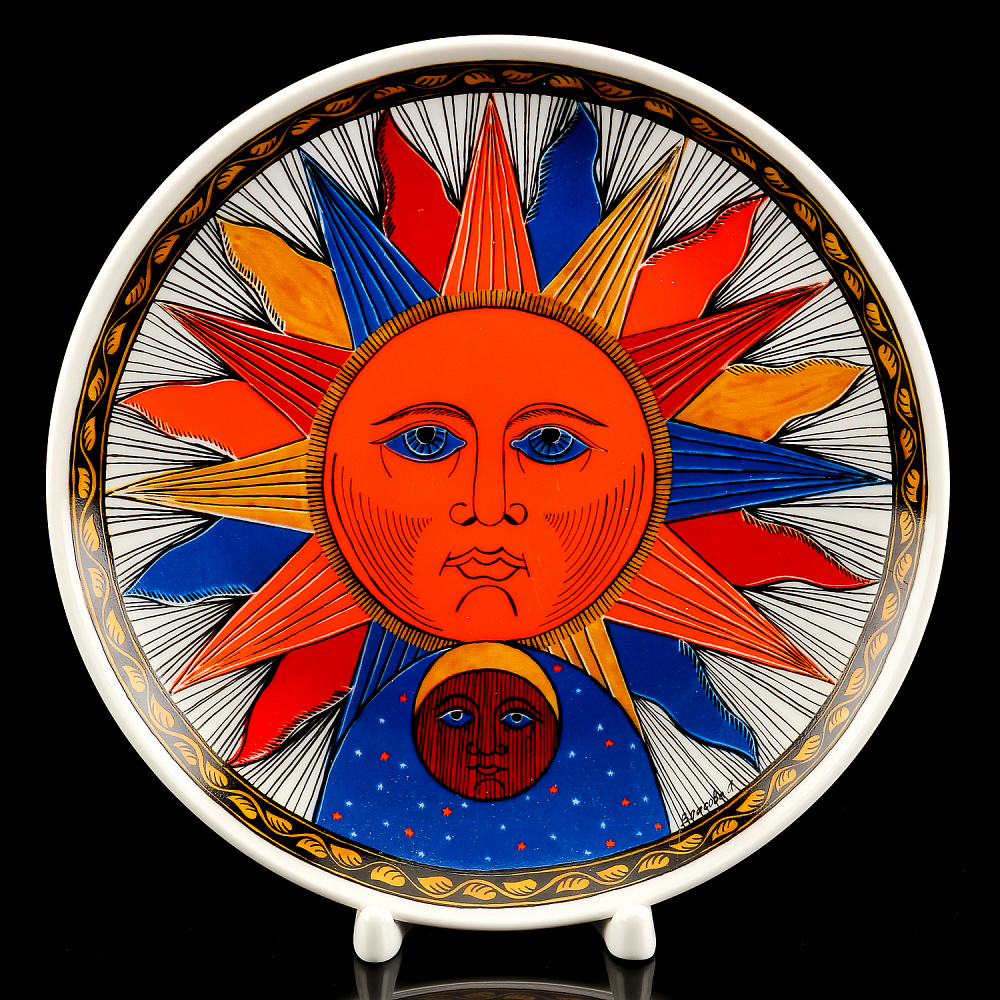 Коллекционная тарелка Русский лубок «Солнце» - интернет магазин Русь Велика я 