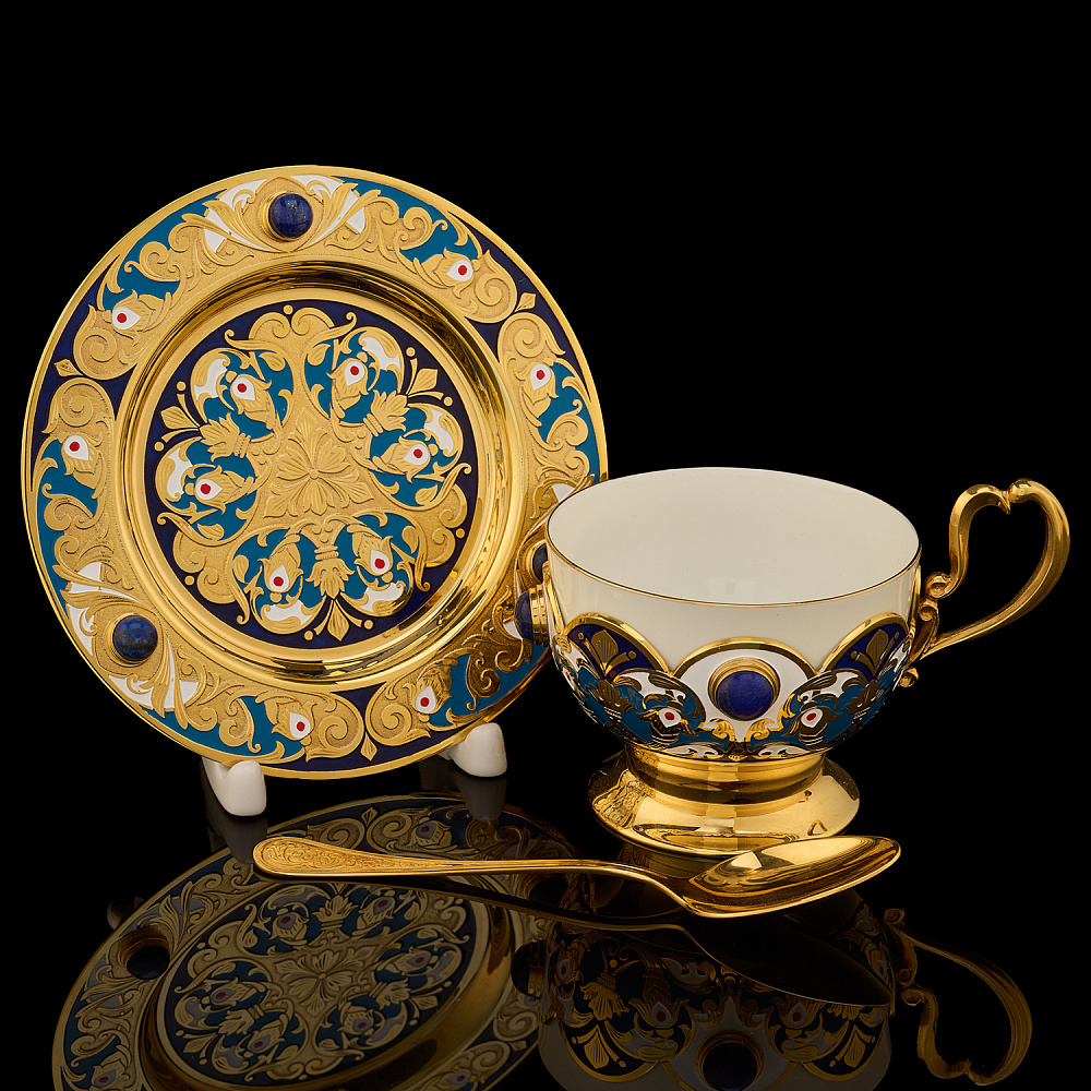 Самовар 3 л с сервизом на 4 персоны «Чаепитие». Златоуст - интернет магазин Русь Велика я фото 11