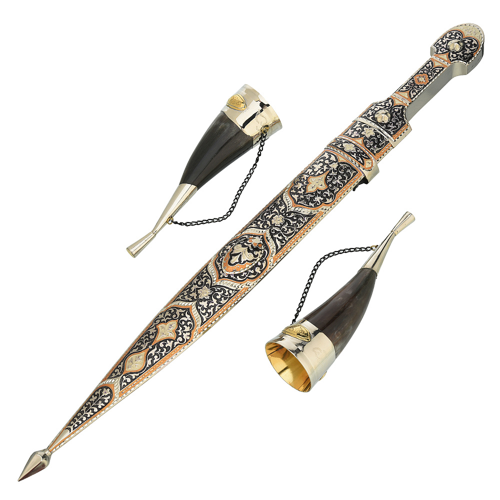 Подарочный набор с кинжалом и рожками для вина «Кубачи» - интернет магазин Русь Велика я фото 1