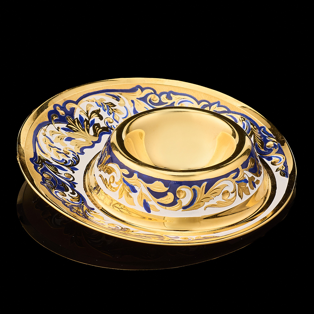 Подставка под яйцо с позолотой и эмалью. Златоуст - интернет магазин Русь Велика я 