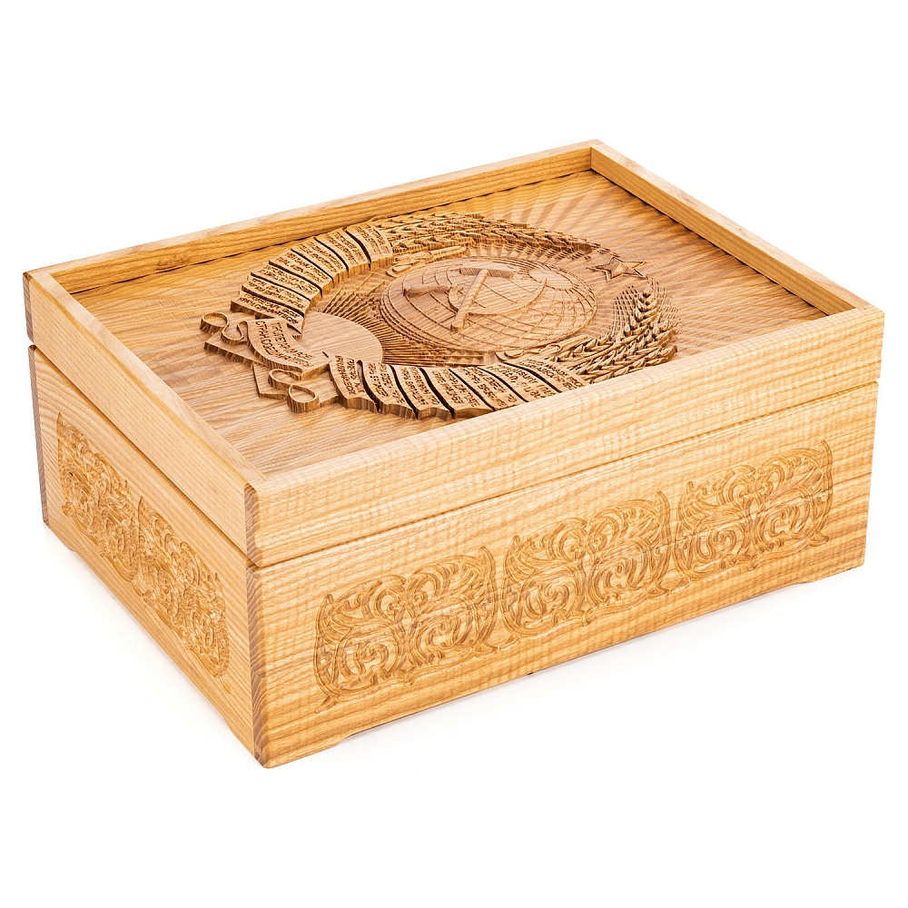 Русское лото в резной шкатулке из ясеня «Герб СССР» - интернет магазин Русь Велика я 